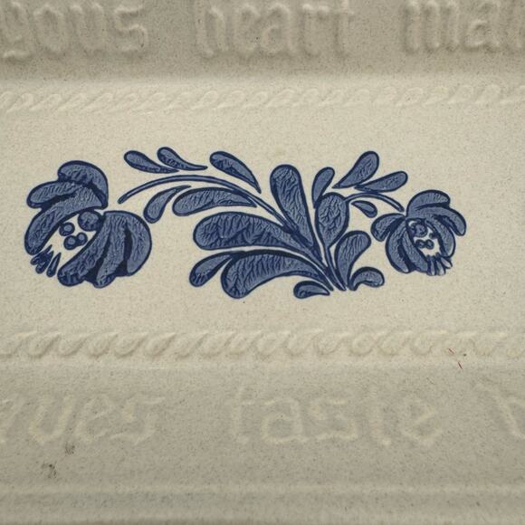 Pfaltzgraff A Joyous Heart Tray Blue Floral Stoneware 13x6 Vintage USA - Picture 2 of 9